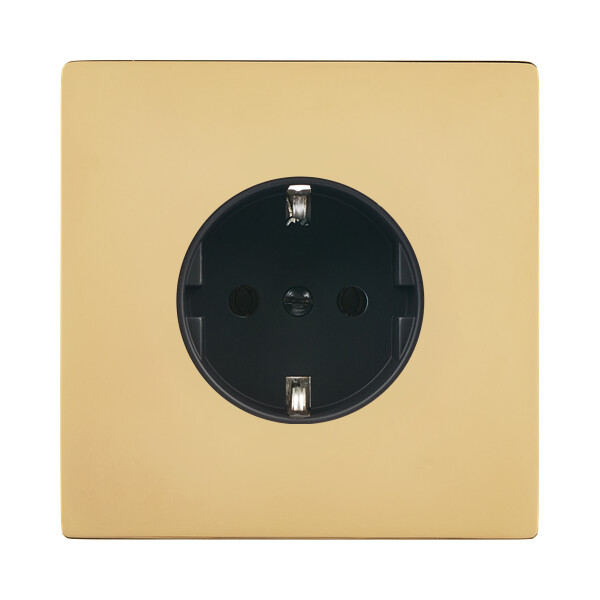 Façade "m" laiton miroir simple 1 prise schuko sans vis - Modelec - 190543M-K
