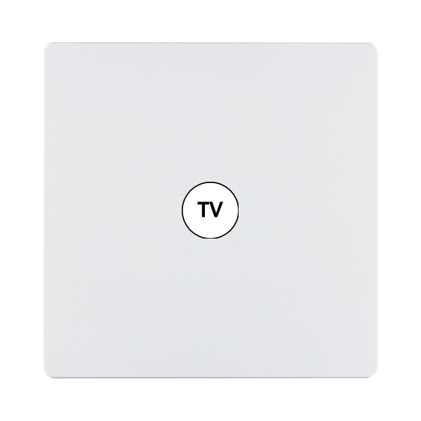 Façade "m" blanc mat simple 1 prise tv sans vis - Modelec - 194521M
