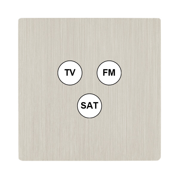 Façade "m" nickel brossé simple 1 tv-fm-sat sans vis - Modelec - 196511M