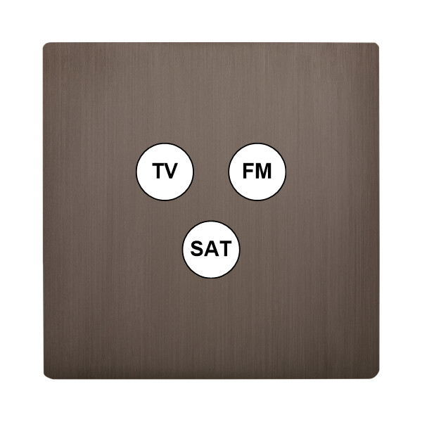 Façade "m" laiton canon de fusil simple 1 tv-fm-sat sans vis - Modelec - 196514M