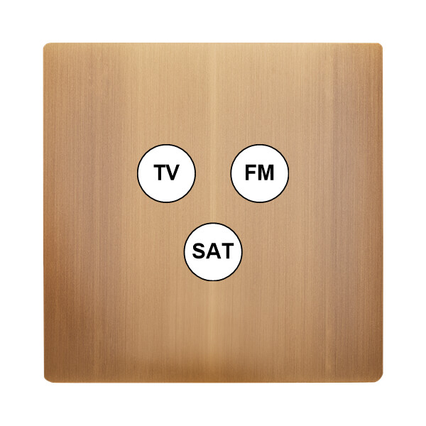 Façade "m" laiton vieux bronze simple 1 tv-fm-sat sans vis - Modelec - 196517M