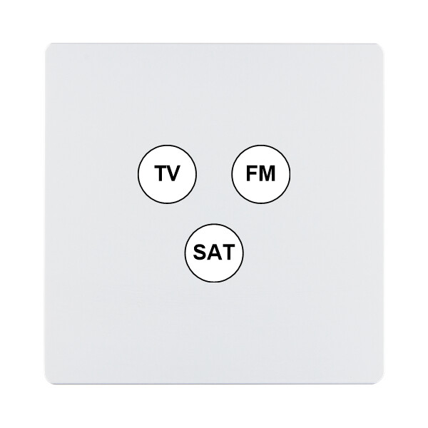 Façade "m" blanc mat simple 1 tv-fm-sat sans vis - Modelec - 196521M
