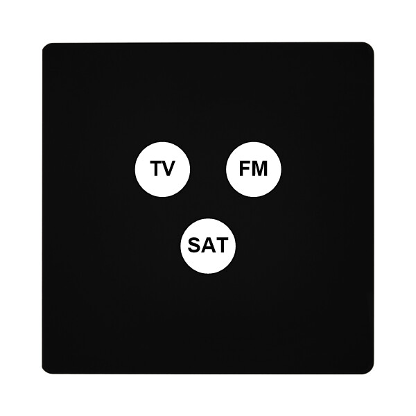 Façade "m" noir mat simple 1 tv-fm-sat sans vis - Modelec - 196522M