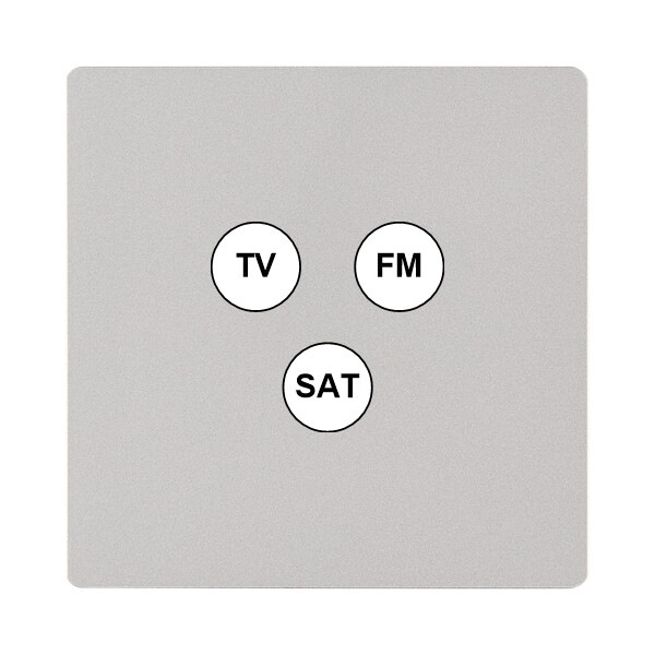 Façade "m" nickel sablé simple 1 tv-fm-sat sans vis - Modelec - 196531M