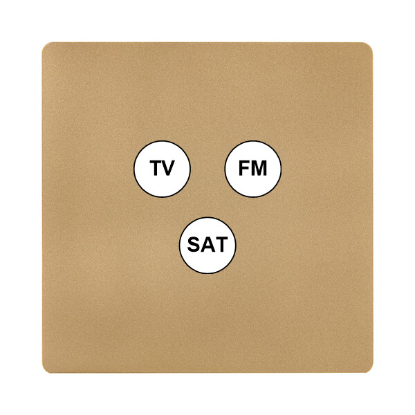 Façade "m" laiton sablé simple 1 tv-fm-sat sans vis - Modelec - 196532M