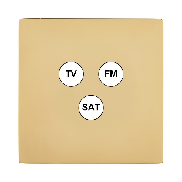 Façade "m" laiton verni simple 1 tv-fm-sat sans vis - Modelec - 196542M