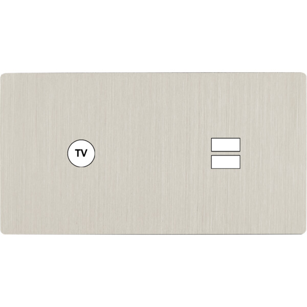 Façade "m" nickel brossé double horizontale 1 prise tv 1 chargeur usb sans vis - Modelec - 255511M