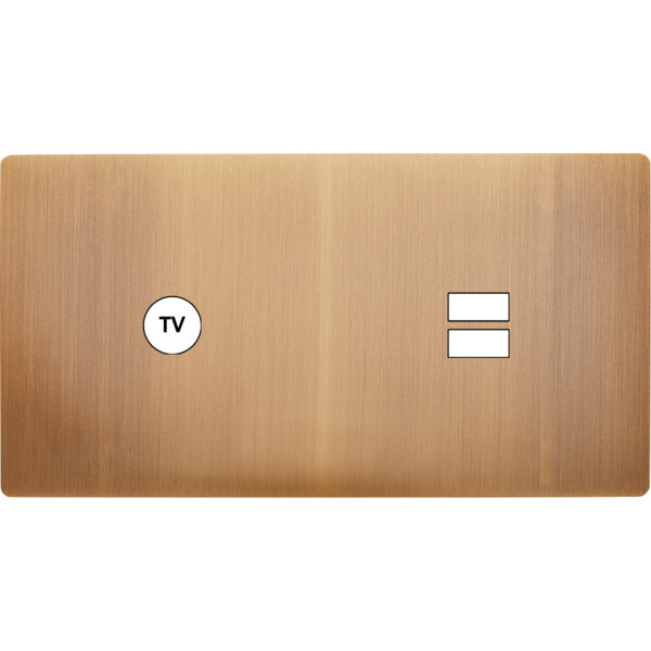 Façade "m" laiton vieux bronze db horizontale 1 prise tv 1 chargeur usb sans vis - Modelec - 255517M