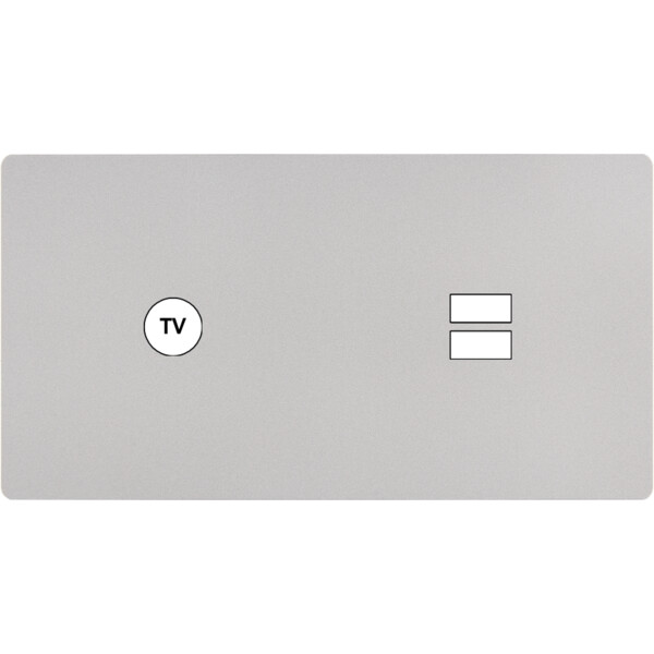 Façade "m" nickel sablé double horizontale 1 prise tv 1 chargeur usb sans vis - Modelec - 255531M