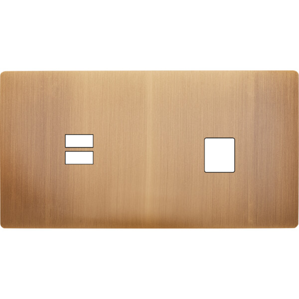 Façade "m" laiton vieux bronze doubl horizontale 1 chargeur usb 1 media sans vis - Modelec - 256517M