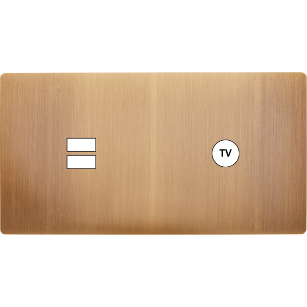 Façade "m" laiton vieux bronze db horizontale 1 chargeur usb 1 prise tv sans vis - Modelec - 257517M