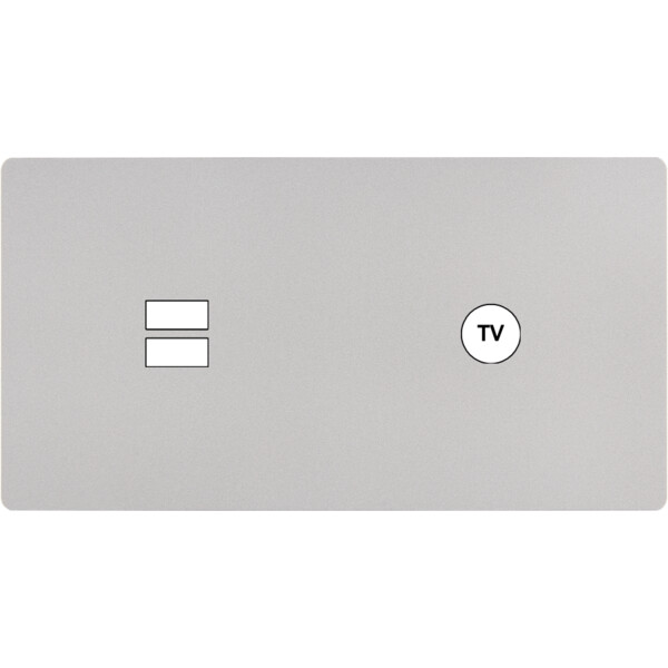 Façade "m" nickel sablé double horizontale 1 chargeur usb 1 prise tv sans vis - Modelec - 257531M