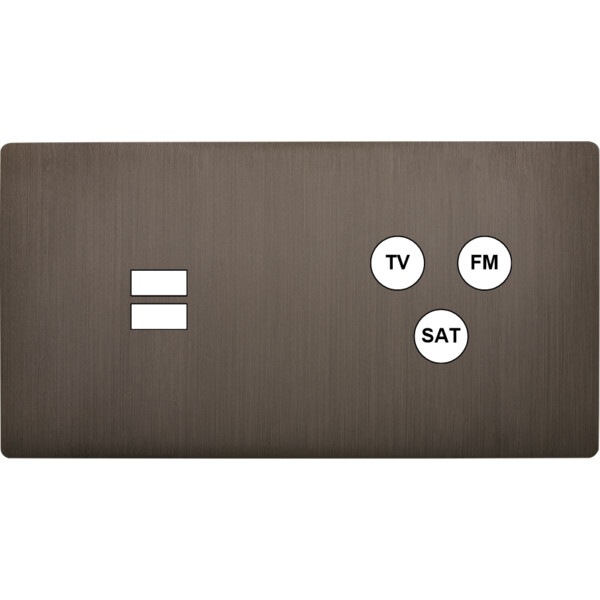 Façade "m" laiton canon fusil db horizontal 1 chargeur usb 1 tv-fm-sat sans vis - Modelec - 258514M