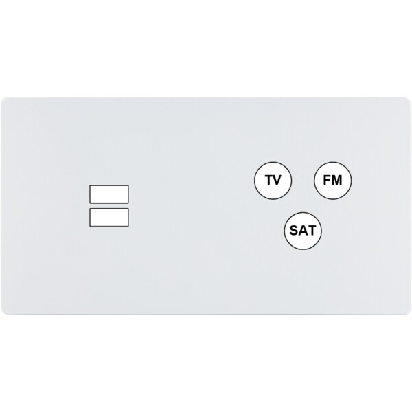 Façade "m" blanc mat double horizontale 1 chargeur usb 1 tv-fm-sat sans vis - Modelec - 258521M