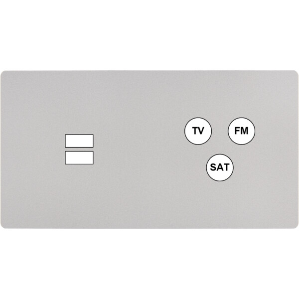Façade "m" nickel sablé double horizontale 1 chargeur usb 1 tv-fm-sat sans vis - Modelec - 258531M