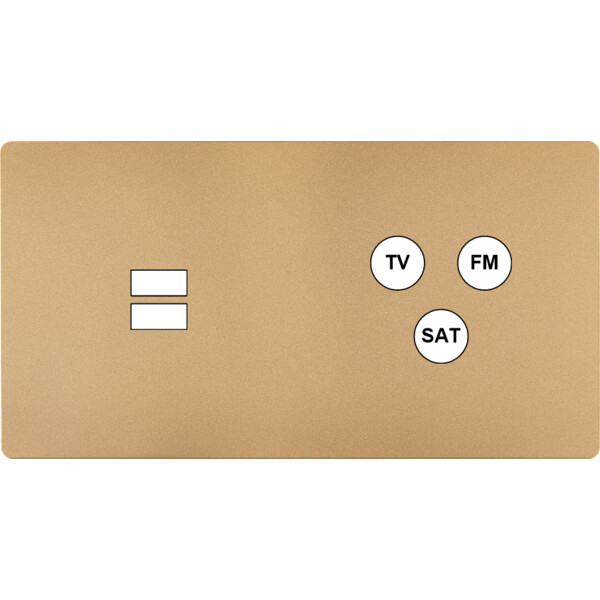 Façade "m" laiton sablé double horizontale 1 chargeur usb 1 tv-fm-sat sans vis - Modelec - 258532M