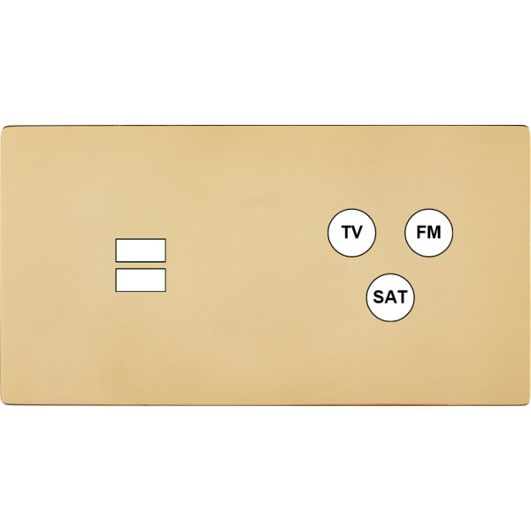 Façade "m" laiton miroir double horizontale 1 chargeur usb 1 tv-fm-sat sans vis - Modelec - 258543M