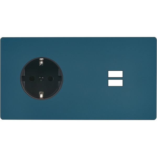 Façade "m" gris mat double horizontale 1 prise schuko 1 chargeur usb sans vis - Modelec - 259523M-K