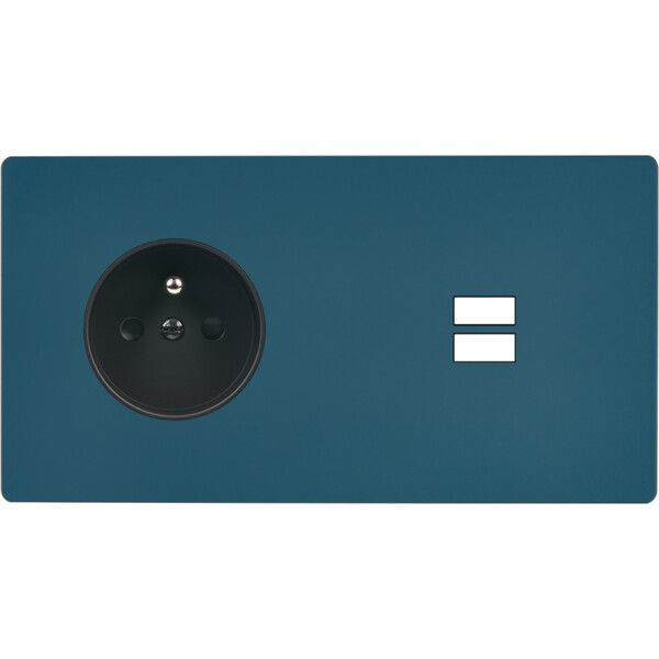 Façade "m" gris mat double horizontale 1 prise 1 chargeur usb sans vis - Modelec - 259523M
