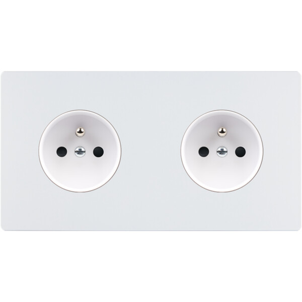 Façace double prise 2P+T Modelec Collection "M" horizontale blanc mat - Modelec - 260521M