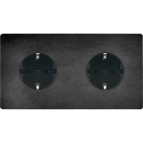 Façade "m" acier verni double horizontale 1 prise schuko 1 prise schuko sans vis - Modelec - 260541M-K