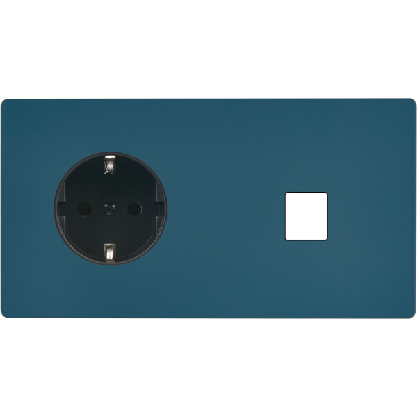 Façade "m" gris mat double horizontale 1 prise schuko 1 media sans vis - Modelec - 263523M-K
