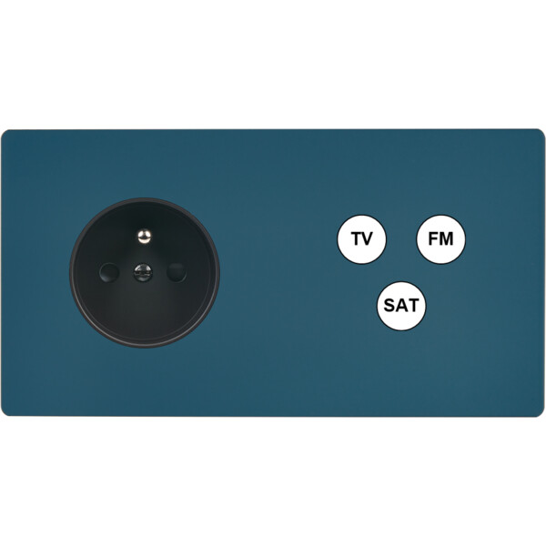Façade "m" gris mat double horizontale 1 prise 1 tv-fm-sat sans vis - Modelec - 265523M