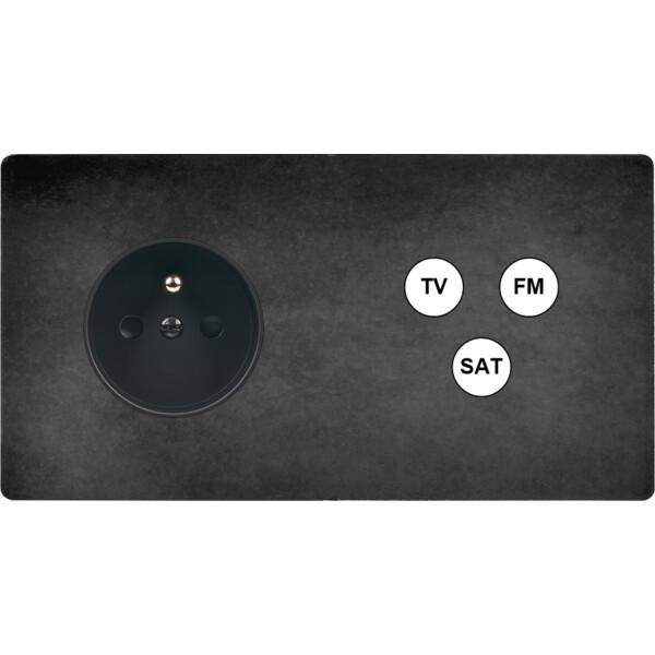 Façade "m" acier verni double horizontale 1 prise 1 tv-fm-sat sans vis - Modelec - 265541M