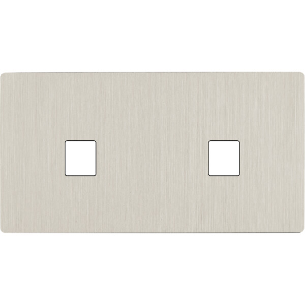 Façade "m" nickel brossé double horizontale 1 media 1 media sans vis - Modelec - 266511M