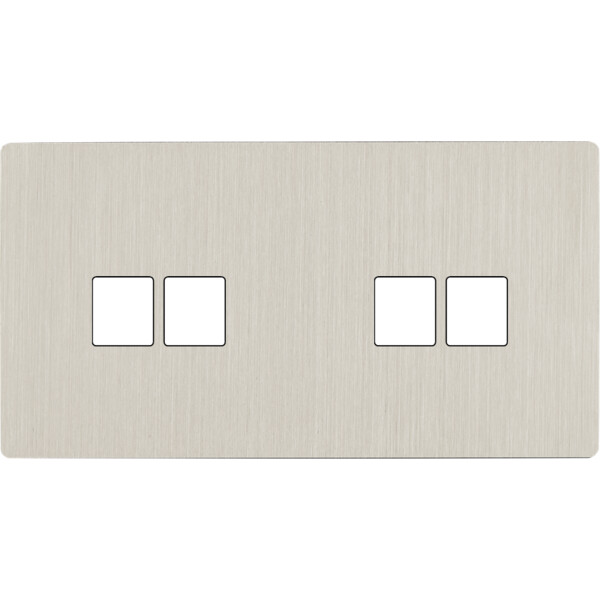 Façade "m" nickel brossé double horizontale 2 media 2 media sans vis - Modelec - 268511M