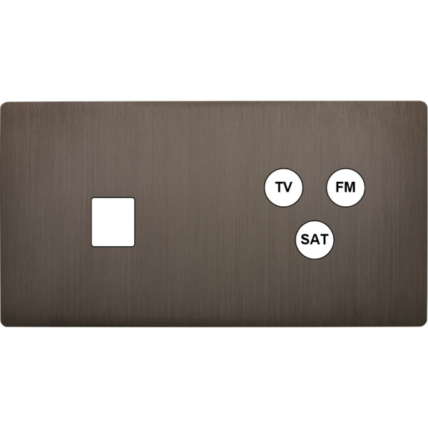 Façade "m" laiton canon de fusil double horizontale 1 media 1 tv-fm-sat sans vis - Modelec - 269514M