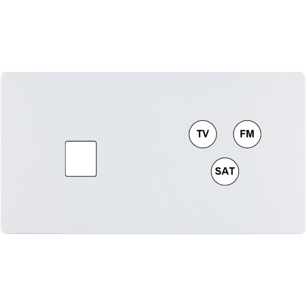 Façade "m" blanc mat double horizontale 1 media 1 tv-fm-sat sans vis - Modelec - 269521M