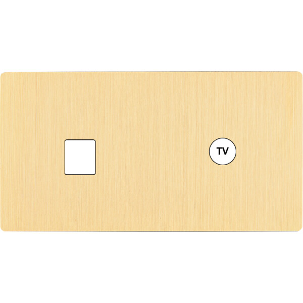 Façade "m" laiton brossé double horizontale 1 media 1 prise tv sans vis - Modelec - 271512M