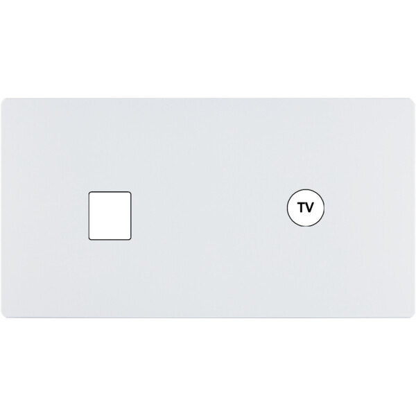 Façade "m" blanc mat double horizontale 1 media 1 prise tv sans vis - Modelec - 271521M