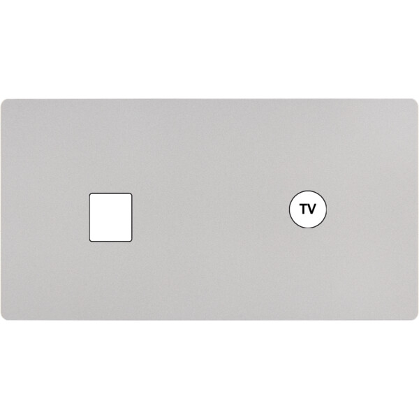 Façade "m" nickel sablé double horizontale 1 media 1 prise tv sans vis - Modelec - 271531M