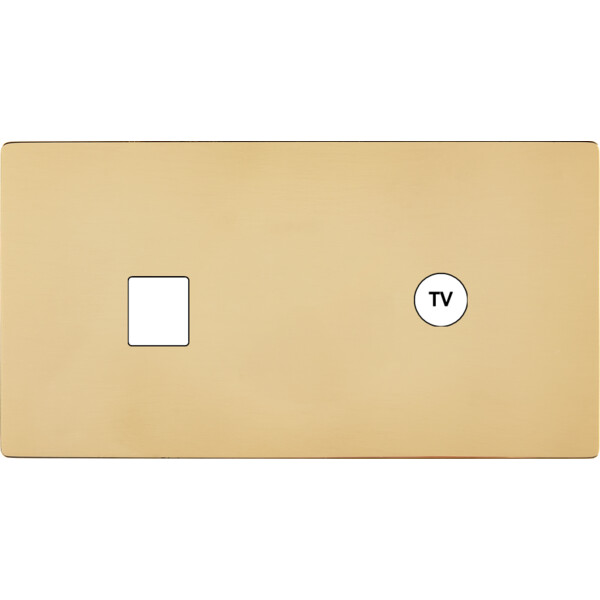 Façade "m" laiton verni double horizontale 1 media 1 prise tv sans vis - Modelec - 271542M