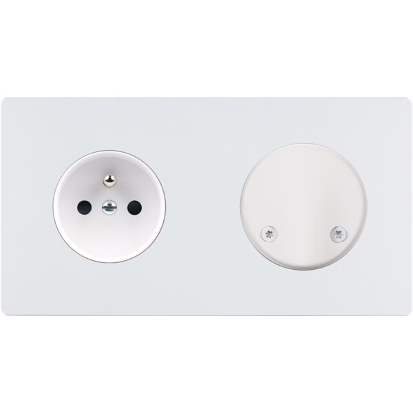 Façade "m" blanc mat double horizontale 1 prise sc sans vis - Modelec - 272521M