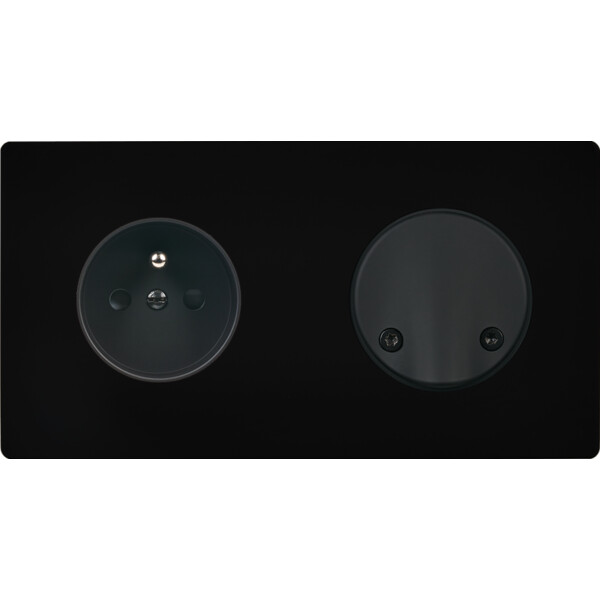 Façade "m" noir mat double horizontale 1 prise sc sans vis - Modelec - 272522M
