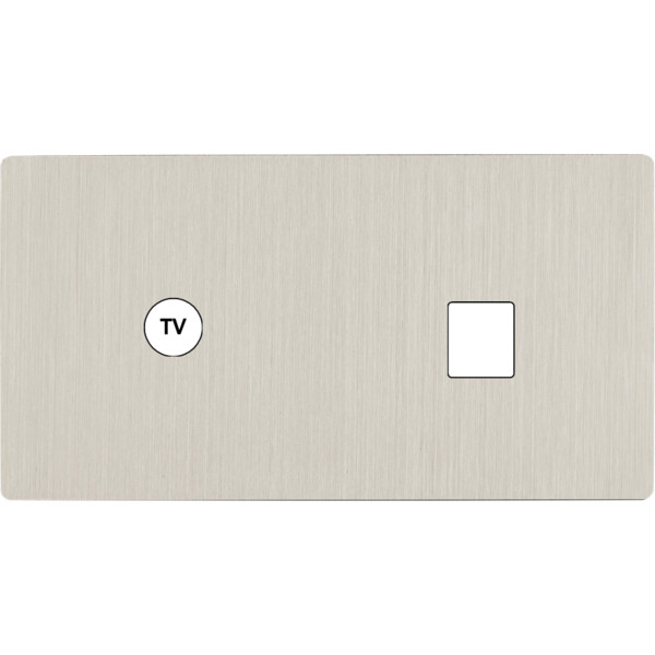 Façade "m" nickel brossé double horizontale 1 prise tv 1 media sans vis - Modelec - 273511M