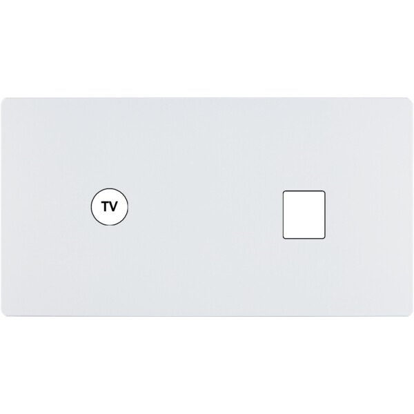 Façade "m" blanc mat double horizontale 1 prise tv 1 media sans vis - Modelec - 273521M