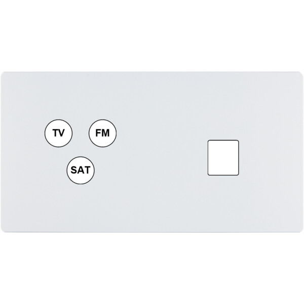 Façade "m" blanc mat double horizontale 1 tv-fm-sat 1 media sans vis - Modelec - 274521M