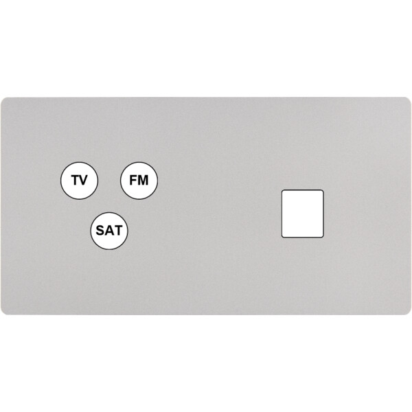 Façade "m" nickel sablé double horizontale 1 tv-fm-sat 1 media sans vis - Modelec - 274531M