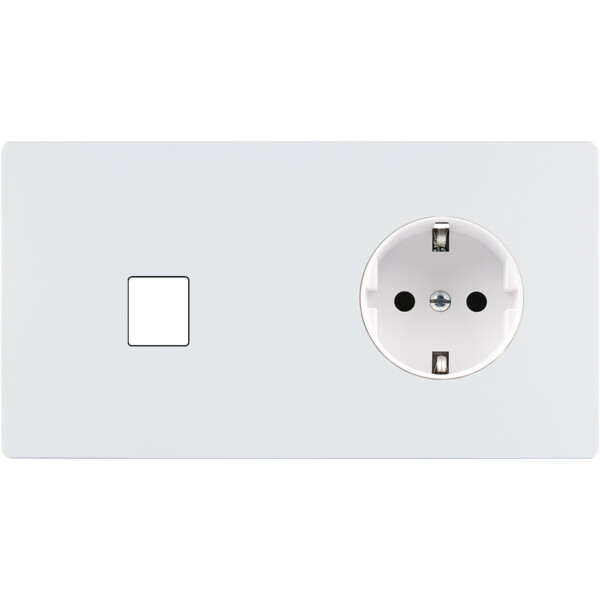 Façade "m" blanc mat double horizontale 1 media 1 prise schuko sans vis - Modelec - 276521M-K