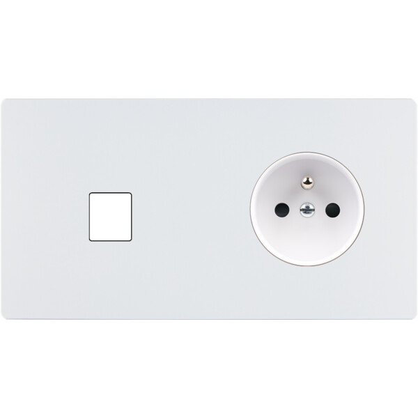Façade "m" blanc mat double horizontale 1 media 1 prise sans vis - Modelec - 276521M
