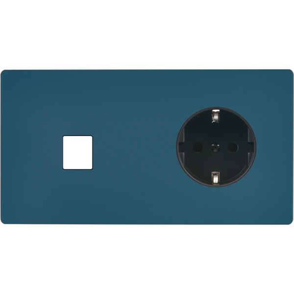 Façade "m" gris mat double horizontale 1 media 1 prise schuko sans vis - Modelec - 276523M-K