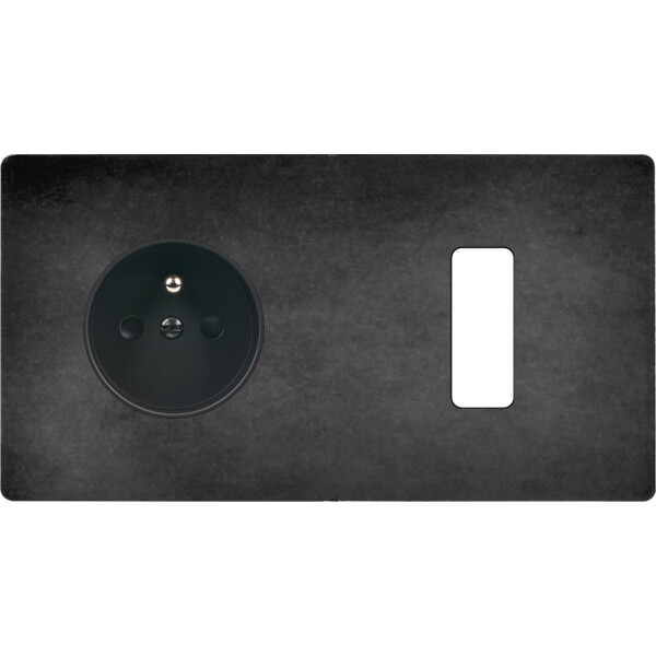 Façade "m" acier verni double horizontale 1 prise 1 bouton sans vis - Modelec - 277541M