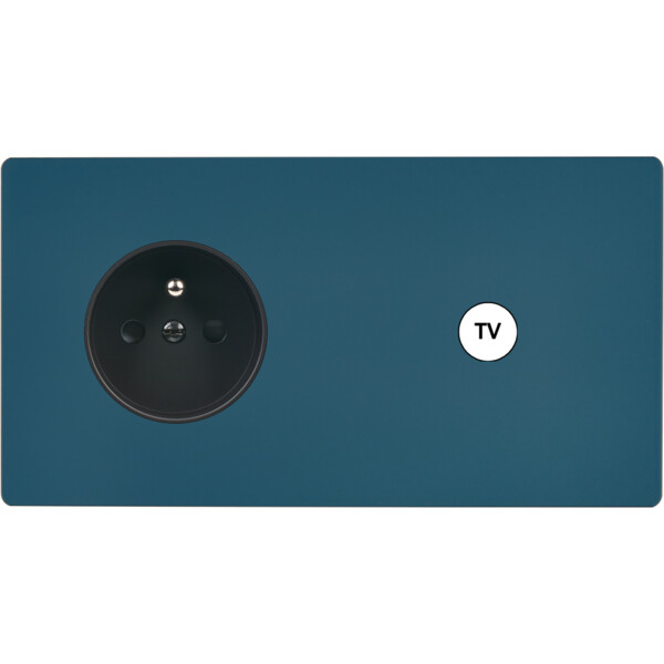 Façade "m" gris mat double horizontale 1 prise 1 prise tv sans vis - Modelec - 279523M
