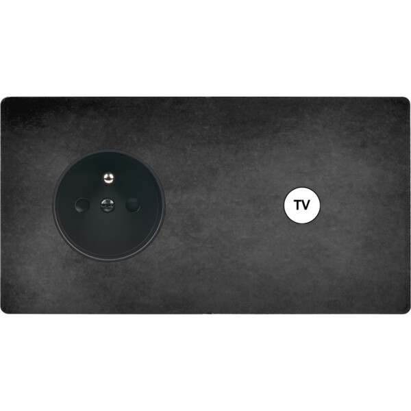 Façade "m" acier verni double horizontale 1 prise 1 prise tv sans vis - Modelec - 279541M