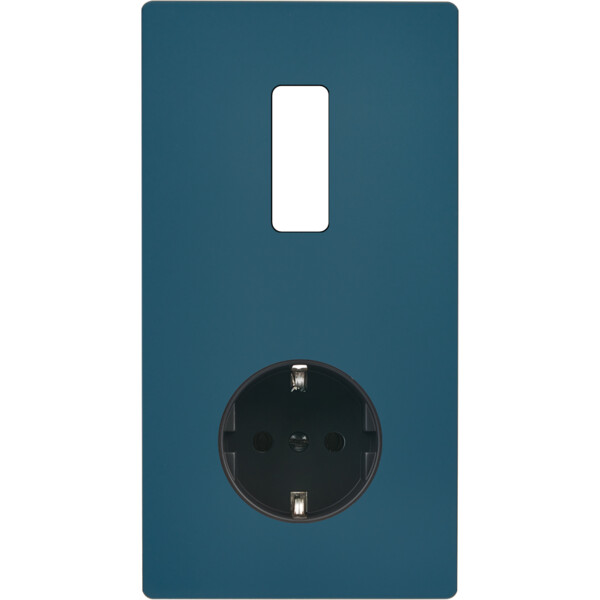 Façade "m" gris mat double verticale 1 bouton 1 prise schuko sans vis - Modelec - 281523M-K
