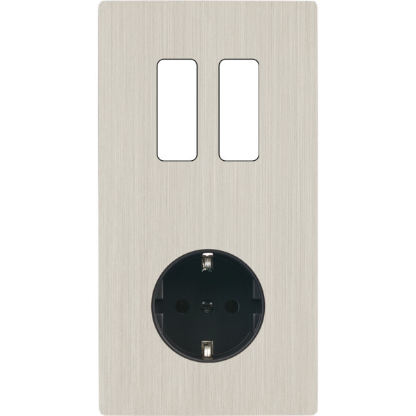 Façade "m" nickel brossé double verticale 2 boutons p sans vis - Modelec - 282511M-K